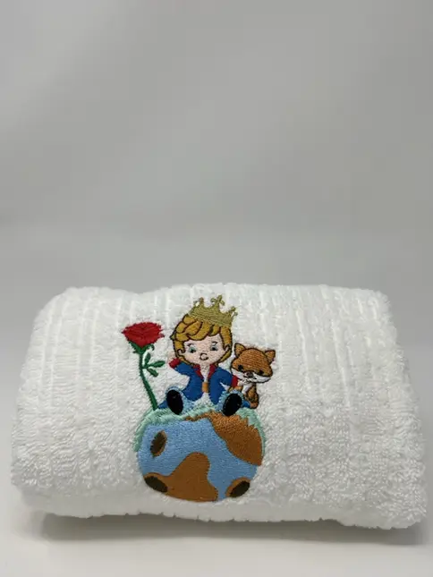 Toalha de Rosto Infantil Bordada Pequeno Principe 22